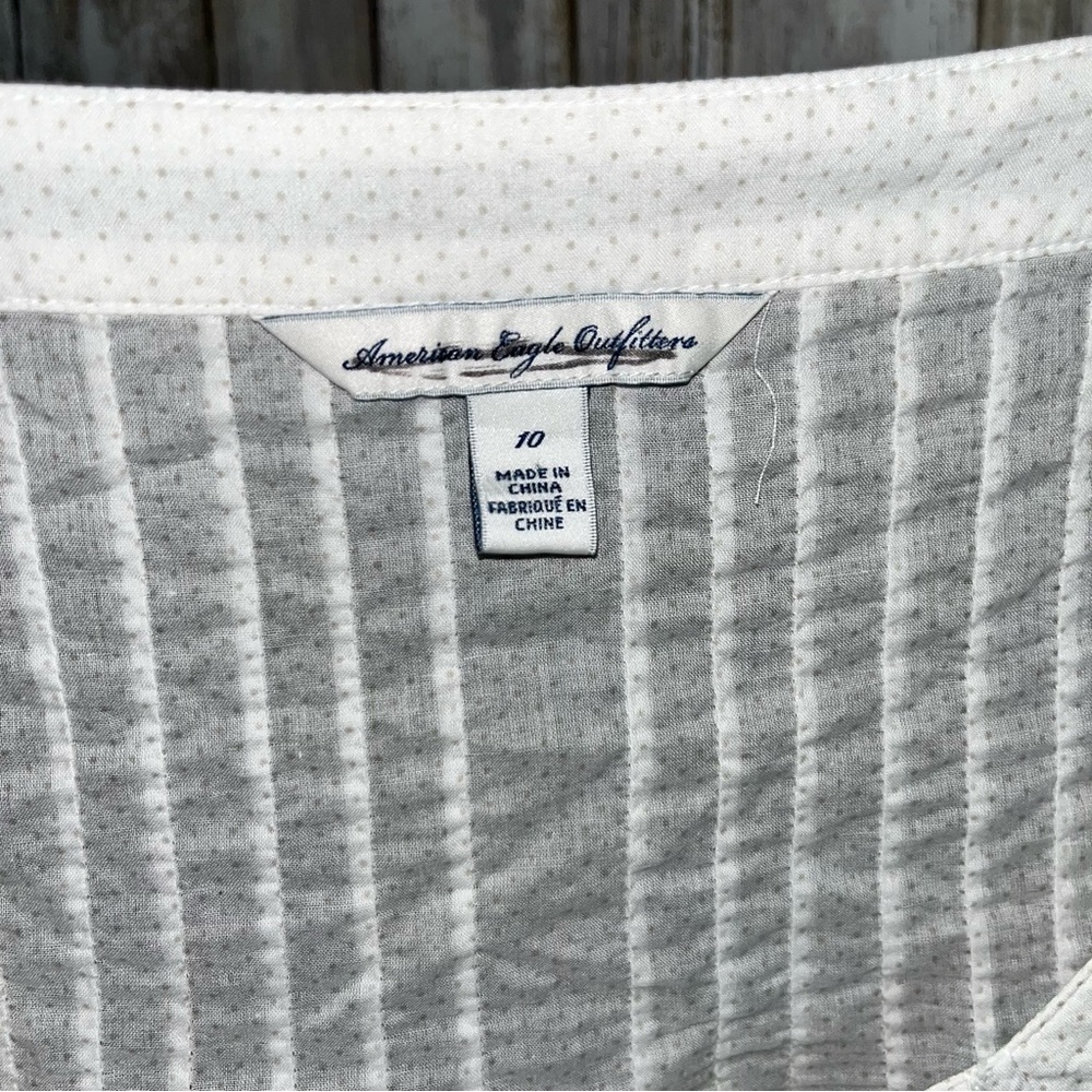 American Eagle White Polka Dot Pocket Blouse - Picture 6 of 6